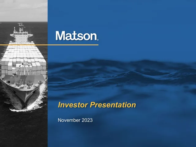 Matson — Cover Slide investment banking deck cover