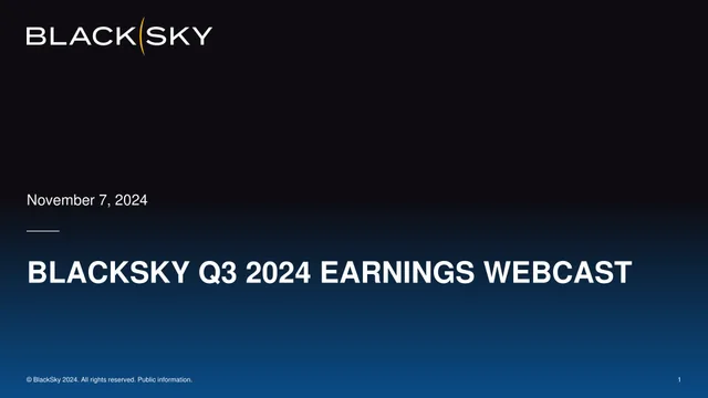 Blacksky — Blacksky Q3 2024 Earnings Webcast investment banking deck cover