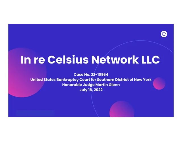Celsius Holdings — In re Celsius Network LLC investment banking deck cover