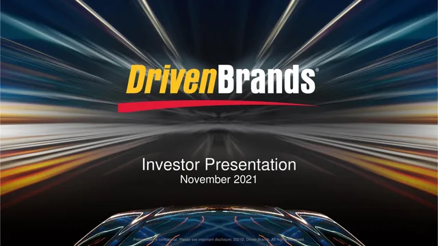 Drivenbrands — Investor Presentation investment banking deck cover