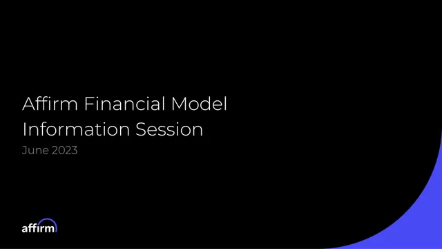 Affirm — Affirm Financial Model Information Session investment banking deck cover