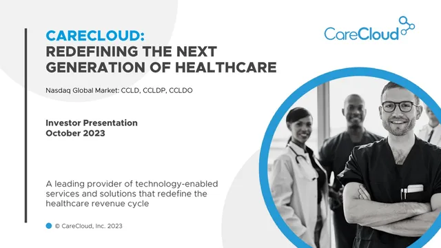 Carecloud — Carecloud: Redefining The Next Generation Of Healthcare investment banking deck cover