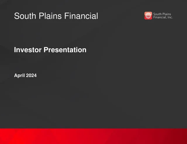 South Plains Financial investment banking deck cover