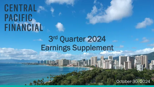 Central Pacific Financial — 3rd Quarter 2024 Earnings Supplement investment banking deck cover