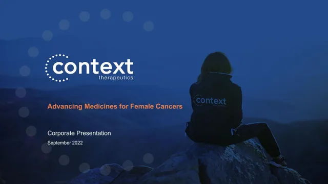 Context Therapeutics — cover slide investment banking deck cover