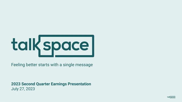 Talkspace — Title Slide investment banking deck cover