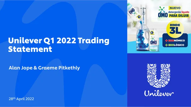 Unilever — Unilever Q1 2022 Trading Statement investment banking deck cover