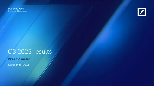 Deutsche Bank — Q3 2023 results investment banking deck cover