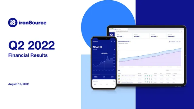Ironsource — Q2 2022 Financial Results investment banking deck cover