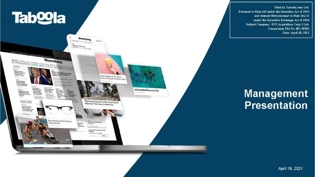 Taboola — Management Presentation investment banking deck cover