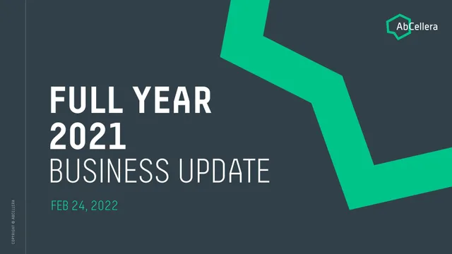 Abcellera — Full Year 2021 Business Update investment banking deck cover