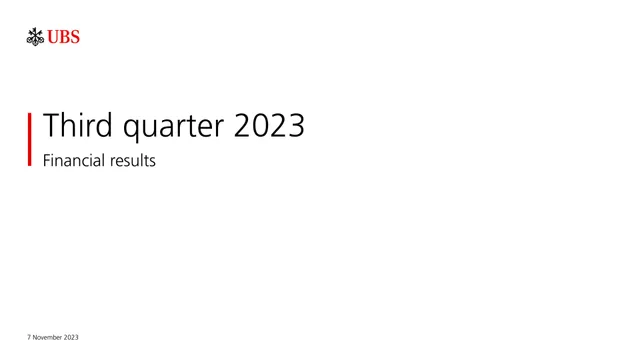 UBS — Third quarter 2023 investment banking deck cover