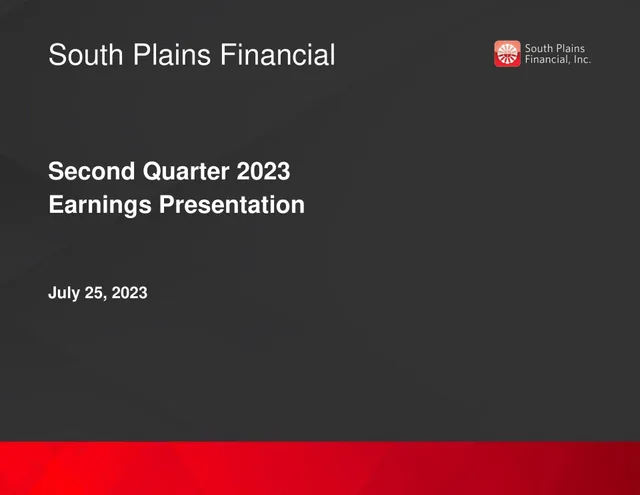 South Plains Financial investment banking deck cover