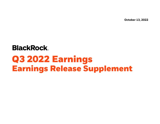 Blackrock — Q3 2022 Earnings Earnings Release Supplement investment banking deck cover