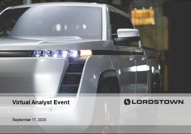 Lordstown Motors — Cover Slide investment banking deck cover