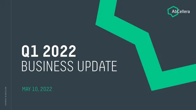 Abcellera — Q1 2022 Business Update investment banking deck cover