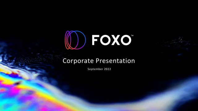 Foxo — Corporate Presentation investment banking deck cover