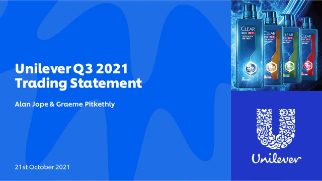 Unilever — Unilever Q3 2021 Trading Statement investment banking deck cover