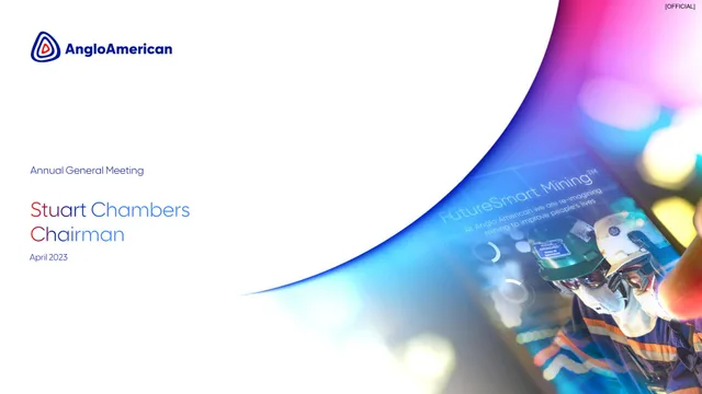 Anglo American — Presentation Cover Slide investment banking deck cover