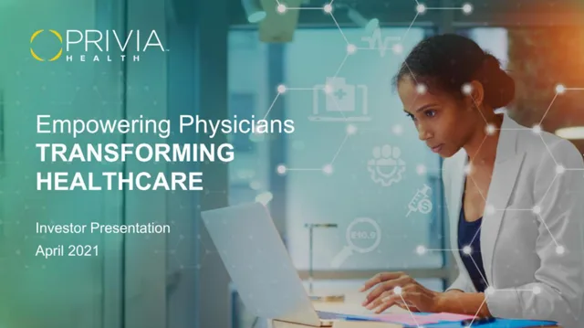 Privia Health — Empowering Physicians TRANSFORMING HEALTHCARE investment banking deck cover