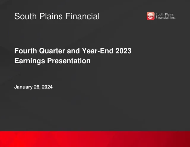 South Plains Financial investment banking deck cover