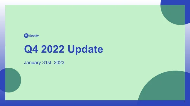 Spotify — Q4 2022 Update investment banking deck cover