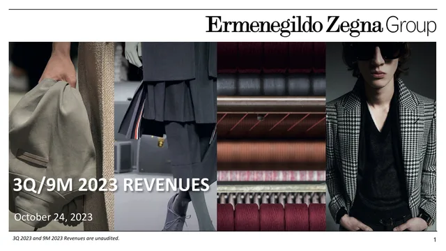 Zegna — 3q/9m 2023 Revenues investment banking deck cover