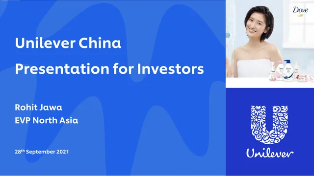 Unilever — Unilever China Presentation for Investors investment banking deck cover