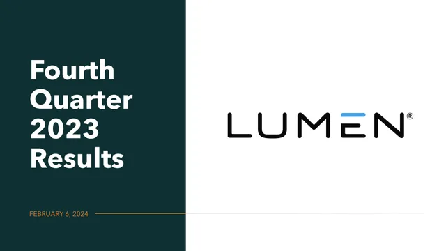 Lumen — Fourth Quarter 2023 Results investment banking deck cover
