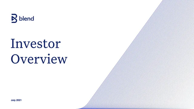 Blend — Investor Overview investment banking deck cover