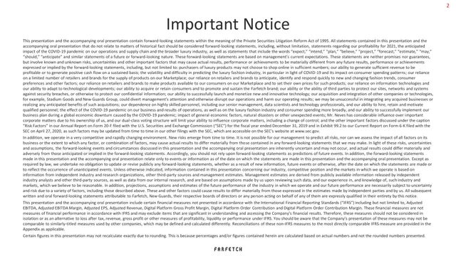 Farfetch — Important Notice investment banking deck cover