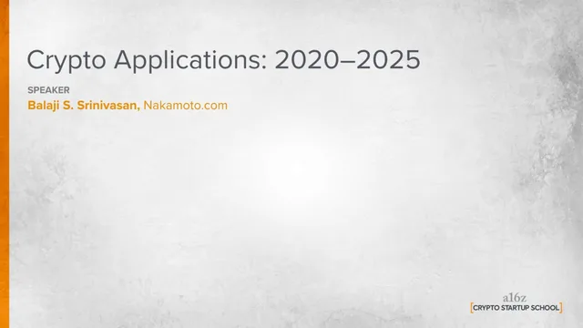 A16z — Crypto Applications: 2020–2025 investment banking deck cover