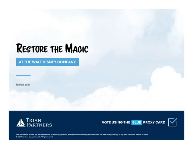 Trian Partners — Restore The Magic investment banking deck cover