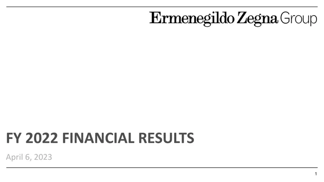 Zegna — FY 2022 Financial Results investment banking deck cover