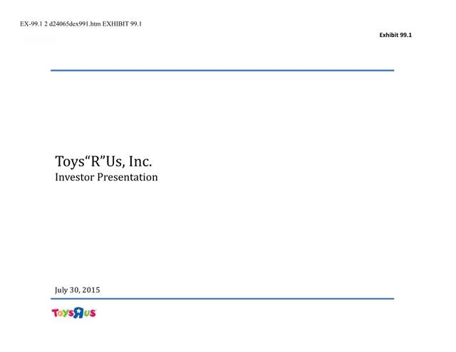 Toys R US — Toys“R”Us, Inc. Investor Presentation investment banking deck cover