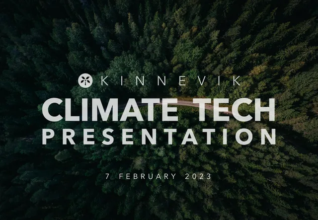 Kinnevik — Climate Tech Presentation investment banking deck cover