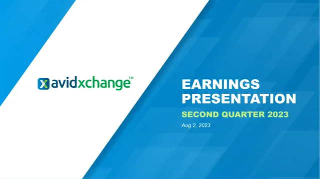 Avidxchange — Earnings Presentation investment banking deck cover