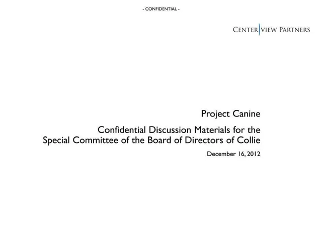 Centerview Partners — Project Canine investment banking deck cover