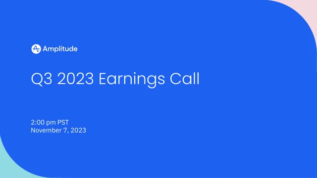 Amplitude — Q3 2023 Earnings Call investment banking deck cover