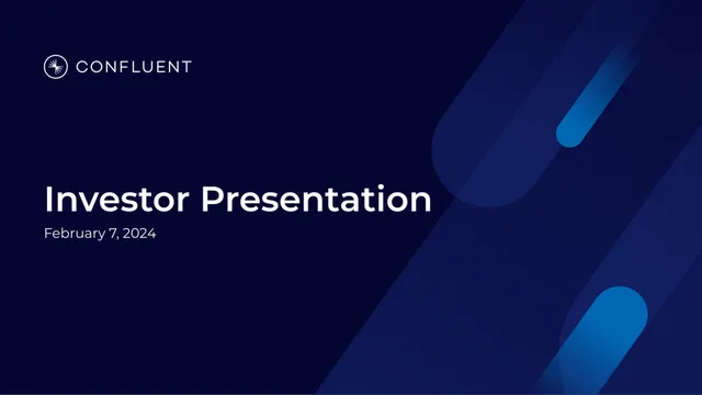 Confluent — Investor Presentation investment banking deck cover