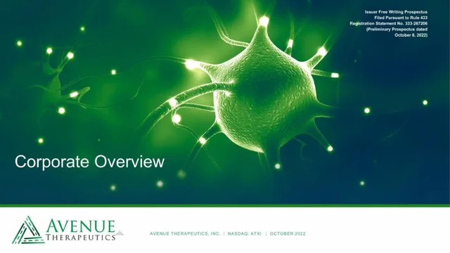 Avenue Therapeutics — Corporate Overview investment banking deck cover