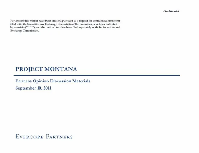 Evercore — Project Montana investment banking deck cover