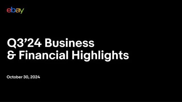Ebay — Q3’24 Business & Financial Highlights investment banking deck cover