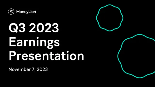 Moneylion — Q3 2023 Earnings Presentation investment banking deck cover