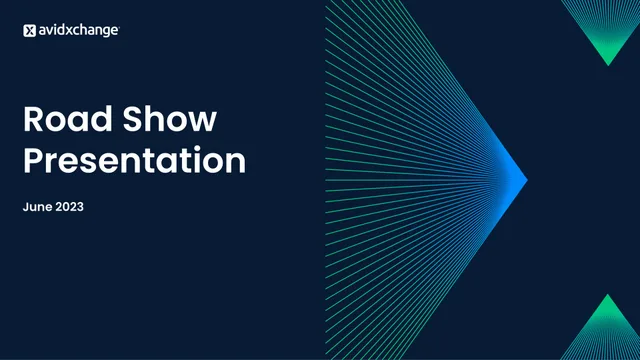 Avidxchange — Road Show Presentation investment banking deck cover