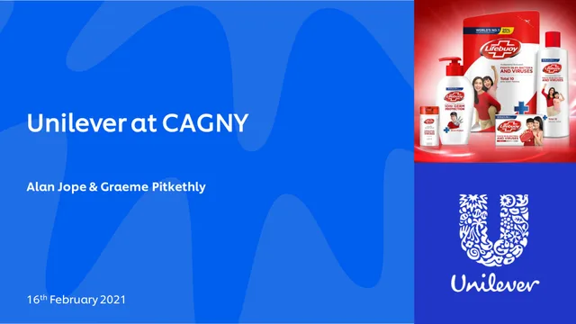 Unilever — Unilever at CAGNY investment banking deck cover