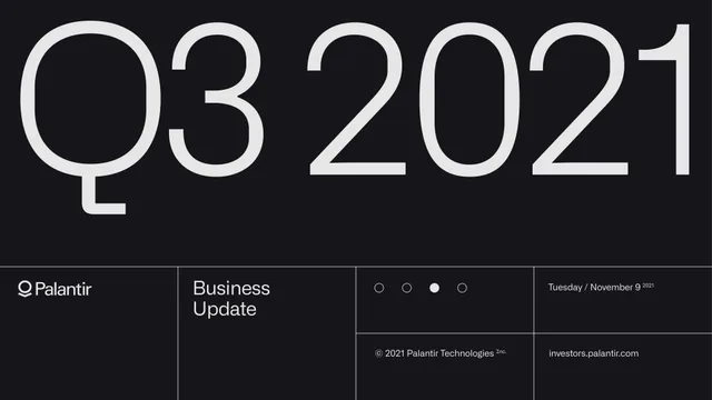 Palantir — Q3 2021 investment banking deck cover