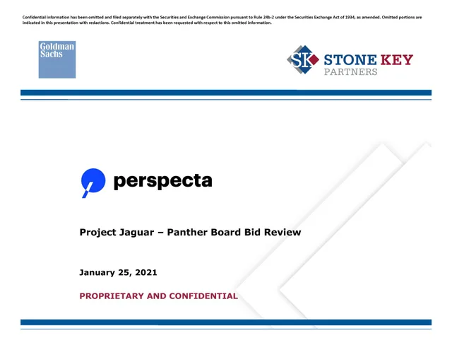 Goldman Sachs — Project Jaguar – Panther Board Bid Review investment banking deck cover
