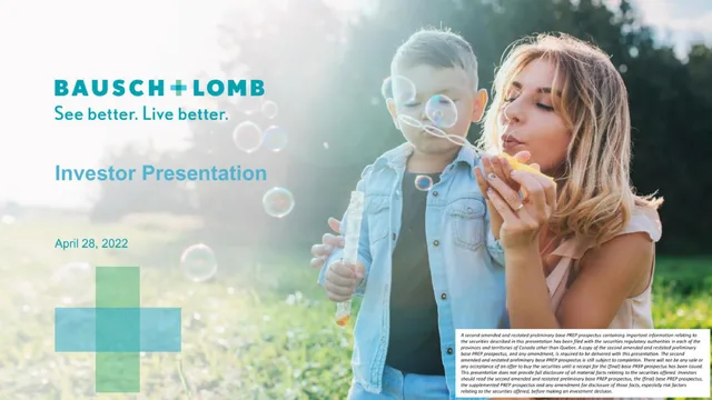 Bausch Lomb — Investor Presentation investment banking deck cover