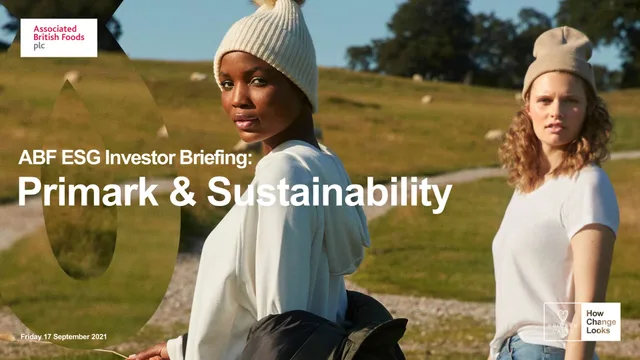 Associated British Foods — ABF ESG Investor Briefing: Primark & Sustainability investment banking deck cover
